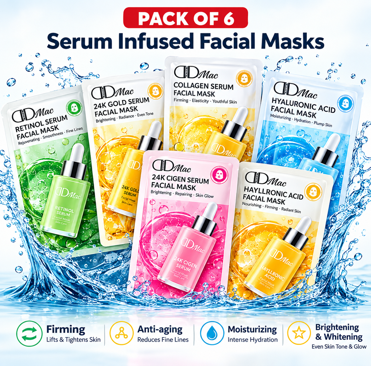 DMac 6-in-1 Serum Infused Facial Mask Set