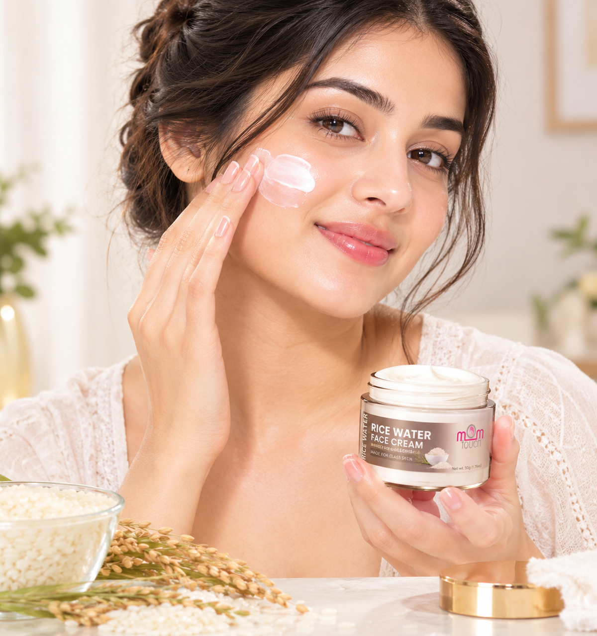 MOM TOUCH Rice Water Face Cream – Day & Night Moisturizer, 50g