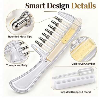 Hair Oil Applicator Comb with Scalp Massager Refillable Oil Dispenser Comb For Even Hair Oil Application