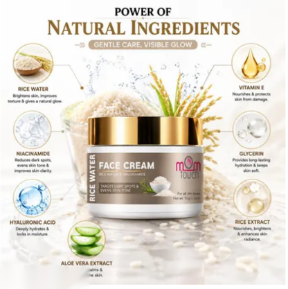 MOM TOUCH Rice Water Face Cream – Day & Night Moisturizer, 50g